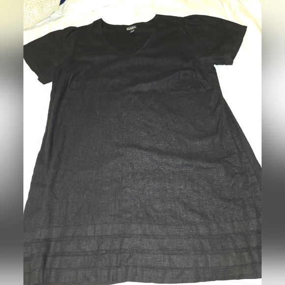 Nicole Miller Dresses & Skirts - Original By Nicole Miller Linen Blend Short Dress In Black Vertical Pleating XXL